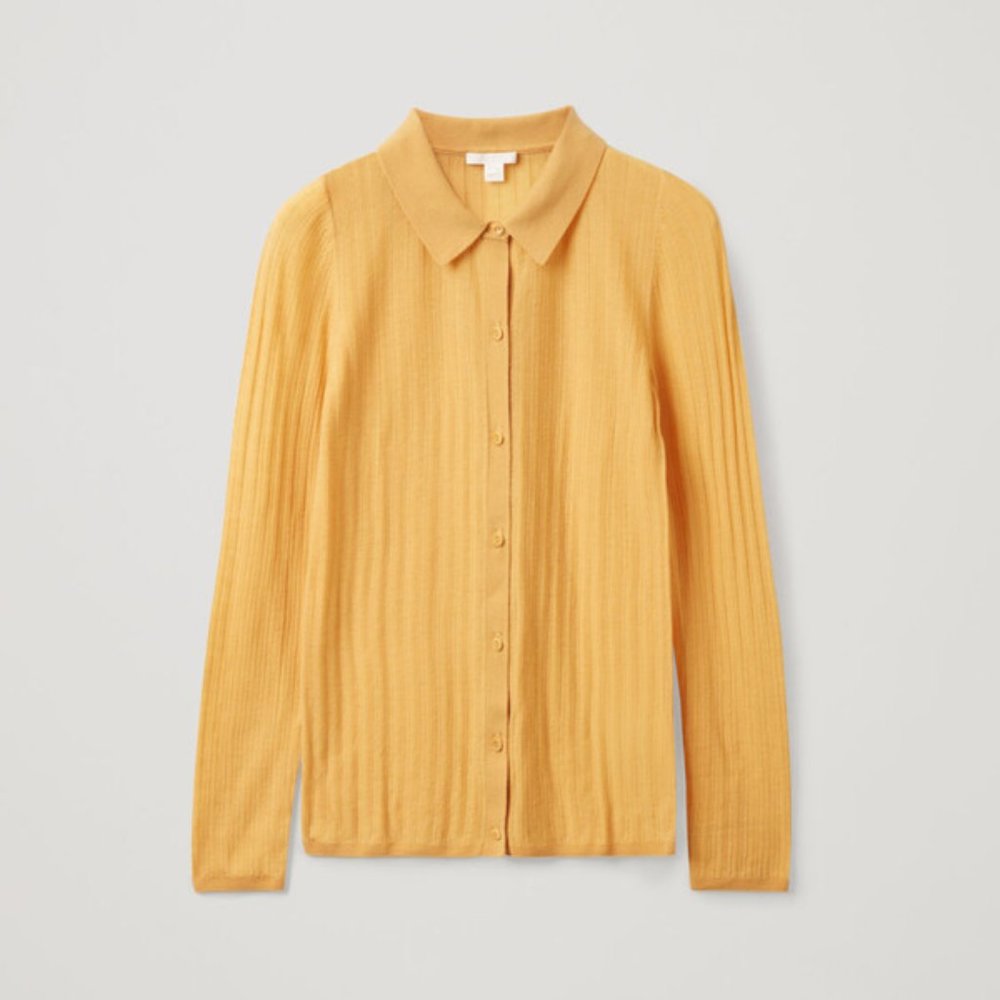 COS Merino Wool Transparent Knotted Top in X-Small Yellow